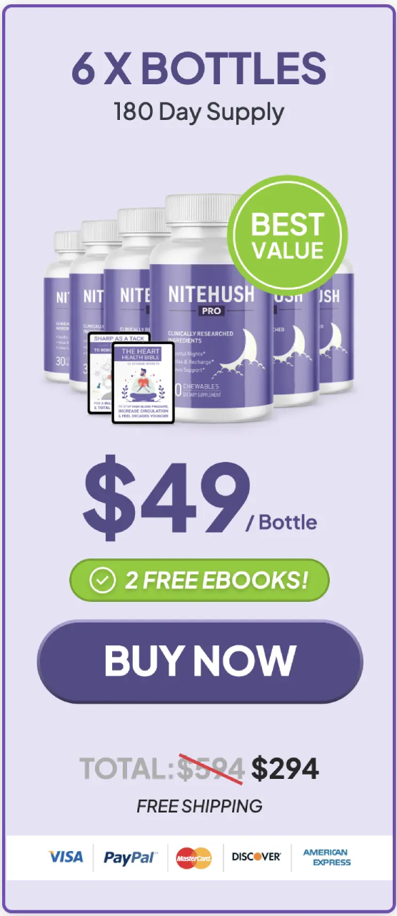 NiteHush Pro six bottle value package with discounted price